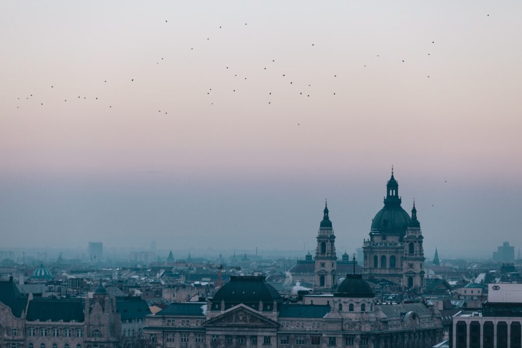 Вид на туманный Будапешт